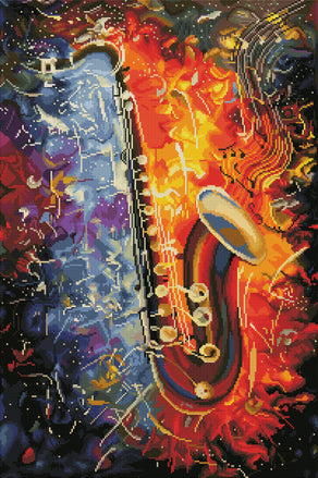 Diamond Painting Saxophone 20" x 30″ (51cm x 76cm) / Square with 52 Colors including 2 ABs / 60,704