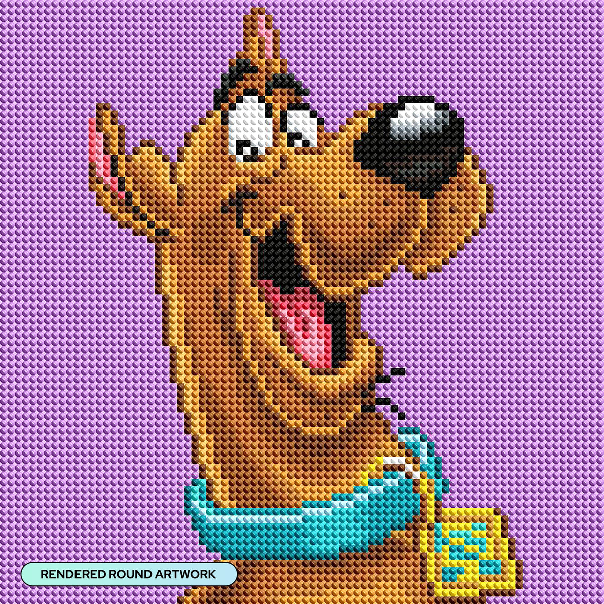 Diamond Painting Scooby Dooby Doo 9" x 9" (23cm x 23cm) / Round With 26 Colors including 1 AB Diamond and 1 Electro Diamond and 1 Fairy Dust Diamond / 6,724