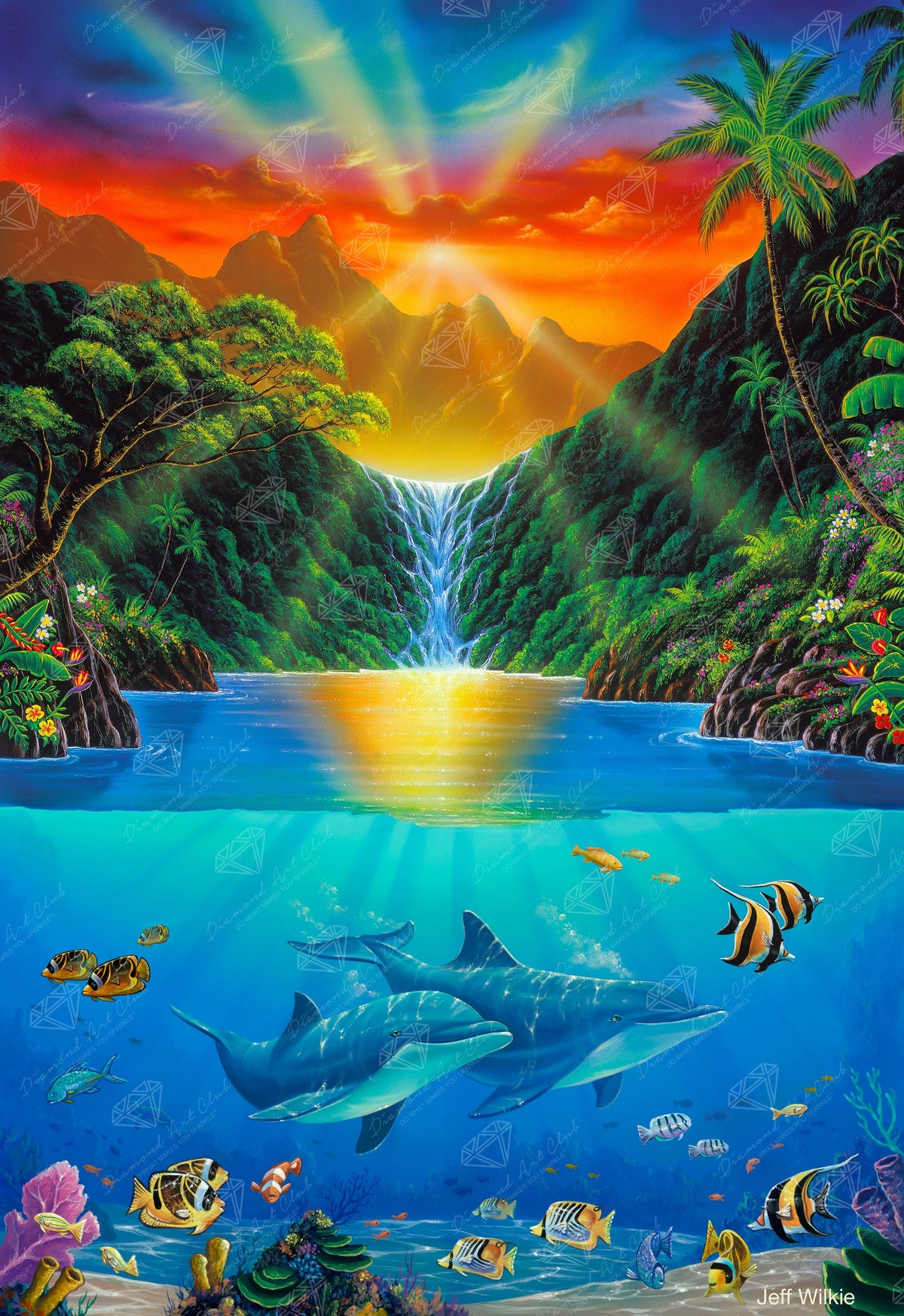 Diamond Painting Secret Falls 27.6" x 40.2" (70cm x 102cm) / Square with 63 Colors including 4 ABs and 3 Fairy Dust Diamonds / 114,929