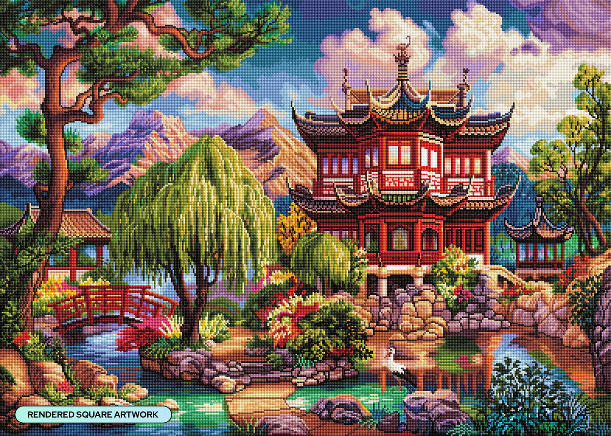 Diamond Painting Secret Temple 38.6" x 27.6" (98cm x 70cm) / Square with 78 Colors including 5 AB Diamonds / 105,576