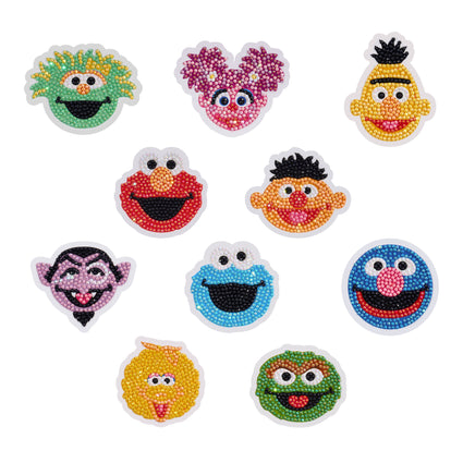 Diamond Painting Sesame Street™ Diamond Painting Stickers (10 pack) 7.9" x 7.9" (20cm x 20cm) / Round With 17 Colors Including 13 ABs and 1 Fairy Dust Diamond / 3,443