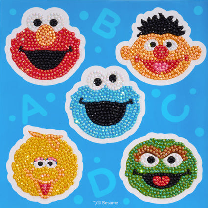 Diamond Painting Sesame Street™ Diamond Painting Stickers (10 pack) 7.9" x 7.9" (20cm x 20cm) / Round With 17 Colors Including 13 ABs and 1 Fairy Dust Diamond / 3,443