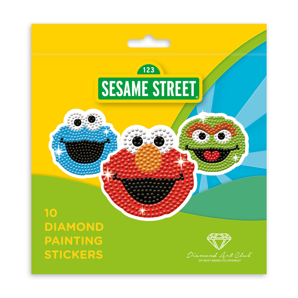 Diamond Painting Sesame Street™ Diamond Painting Stickers (10 pack) 7.9" x 7.9" (20cm x 20cm) / Round With 17 Colors Including 13 ABs and 1 Fairy Dust Diamond / 3,443