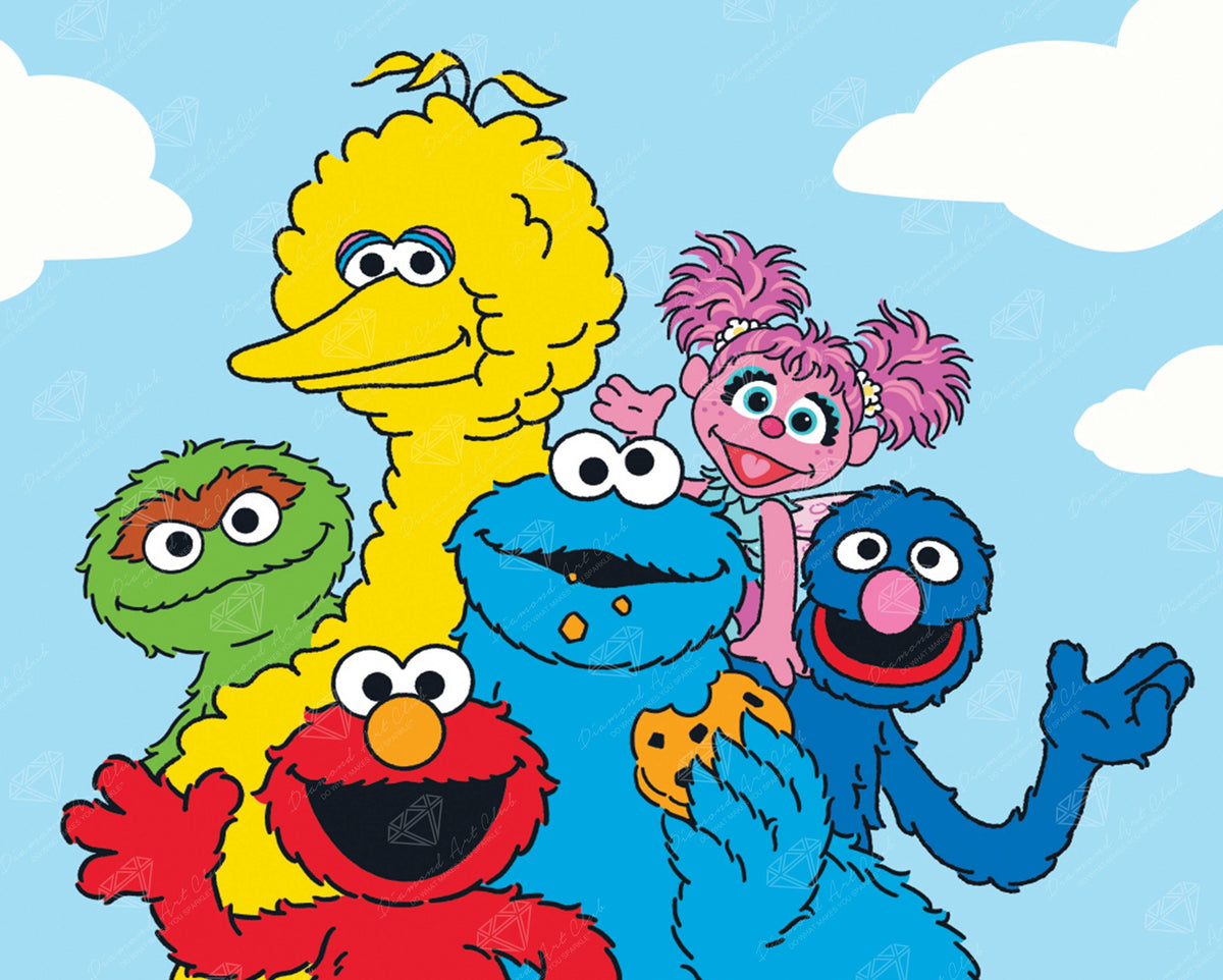 Diamond Painting Sesame Street™ Friends 16" x 13" (40.9cm x 32.8cm) / Round with 15 Colors including 2 ABs / 17,082