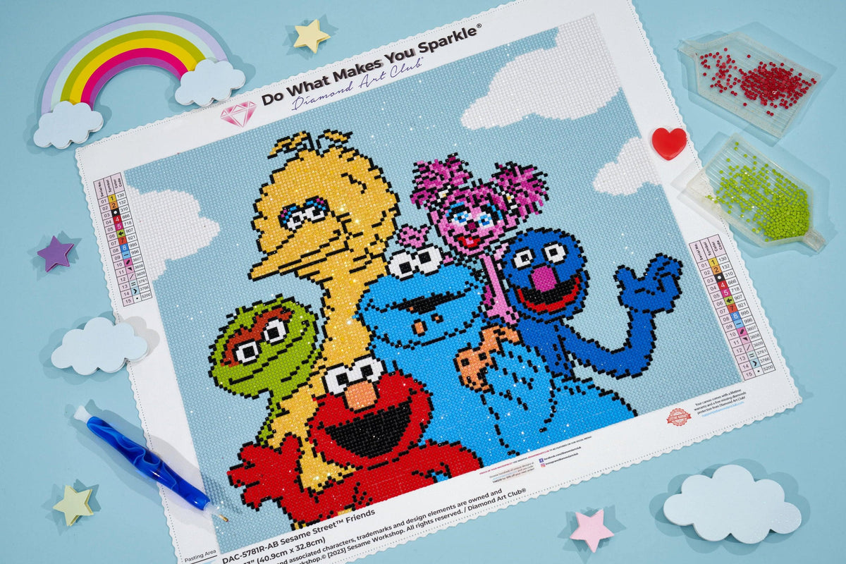 Diamond Painting Sesame Street™ Friends 16" x 13" (40.9cm x 32.8cm) / Round with 15 Colors including 2 ABs / 17,082