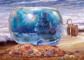 Diamond Painting Ship in a Bottle 38.6" x 27.6" (97.8cm x 69.9cm) / Square with 66 Colors including 2 ABs and 3 Fairy Dust Diamonds / 110,433