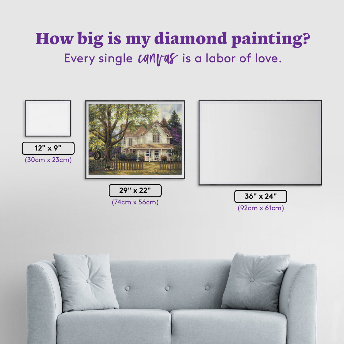 Diamond Painting Simple Country 29" x 22″ （74cm x 56cm) / Round with 43 Colors including 2 ABs / 51,678