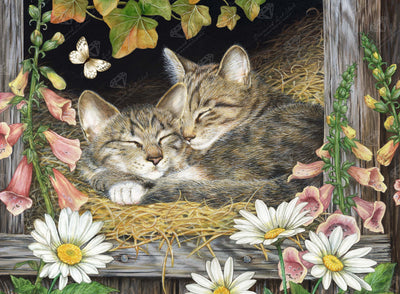 Diamond Painting Cat Flowers 003, Full Image - Painting