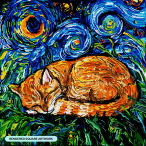 Diamond Painting Sleepy Orange Tabby Night 23.6" x 23.6" (60cm x 60cm) / Square with 53 Colors including 5 AB / 57,600