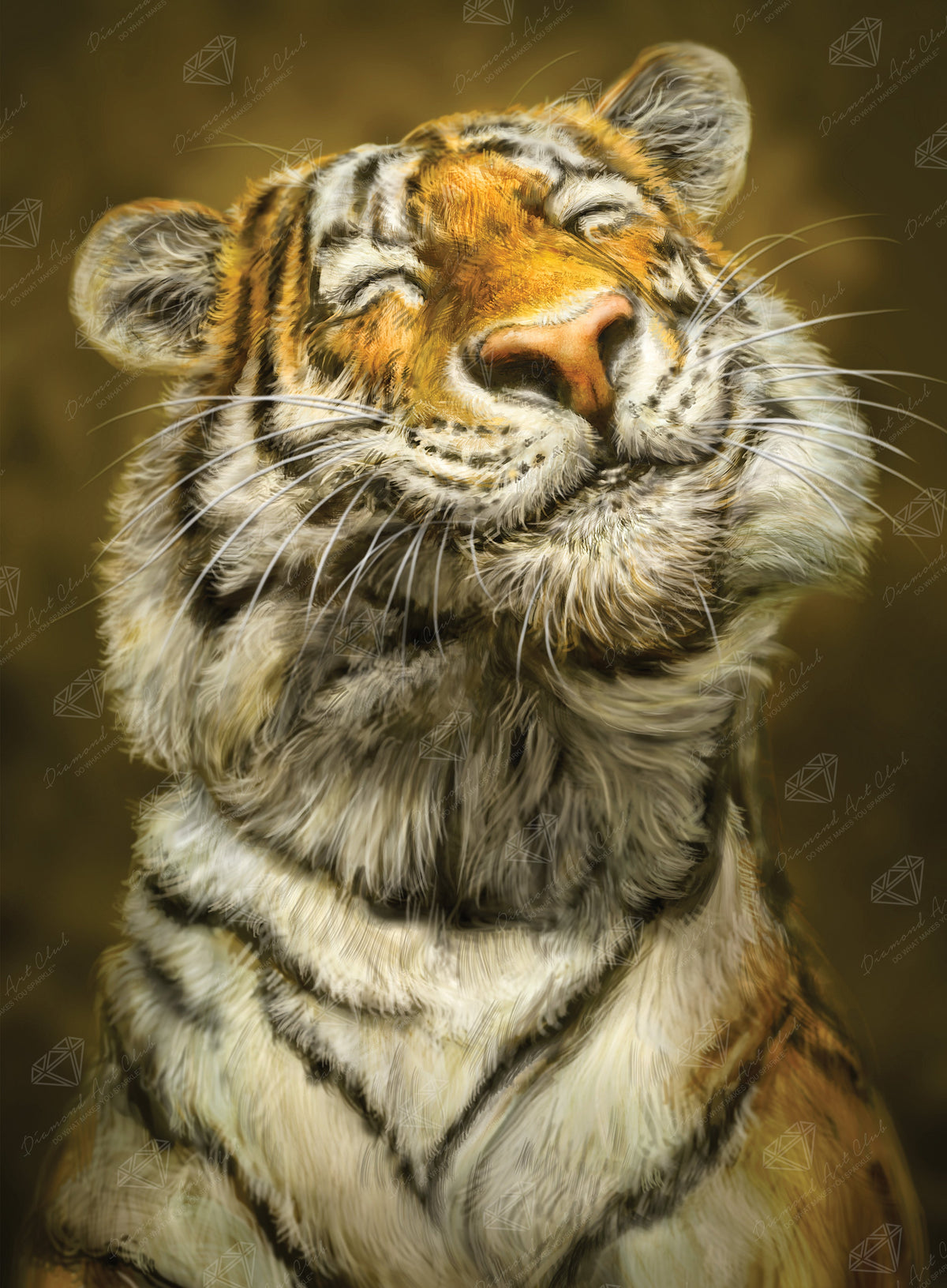 Diamond Painting Smiling Tiger 20" x 27" (50.7cm x 69cm) / Round with 37 Colors including 2 ABs / 44,526