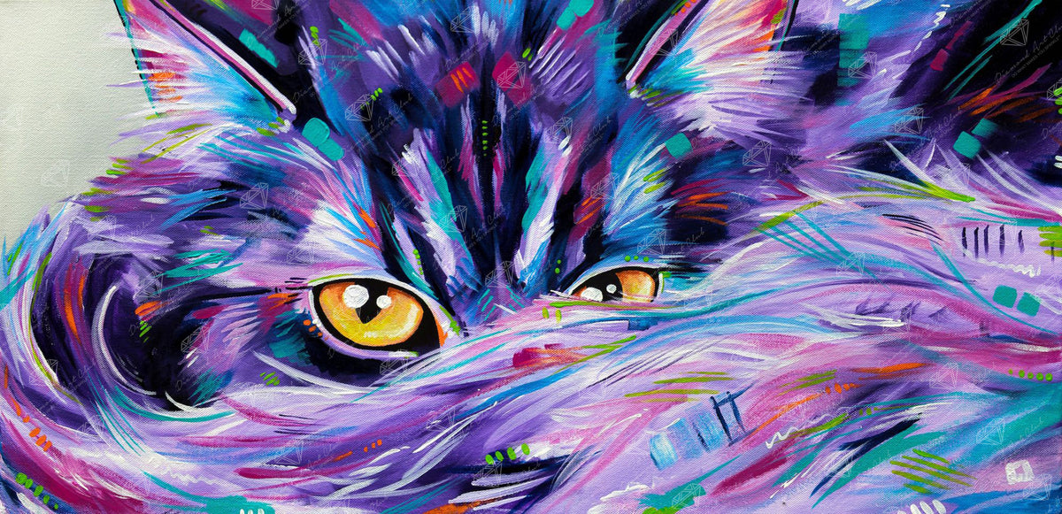 Diamond Painting Sneaky Cat 42.1" x 20.5" (107cm x 52cm) / Square with 40 Colors Including 3 ABs / 85880