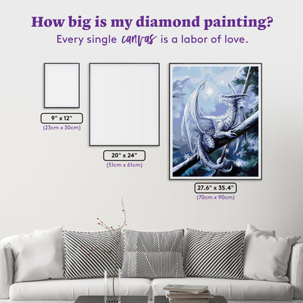 Diamond Painting Snow Dragon 27.6" x 35.4" (70cm x 90cm) / Square with 43 Colors Including 1 AB / 101,441