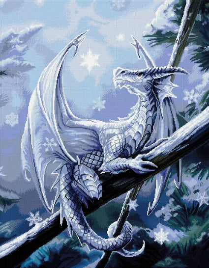 Diamond Painting Snow Dragon 27.6" x 35.4" (70cm x 90cm) / Square with 43 Colors Including 1 AB / 101,441