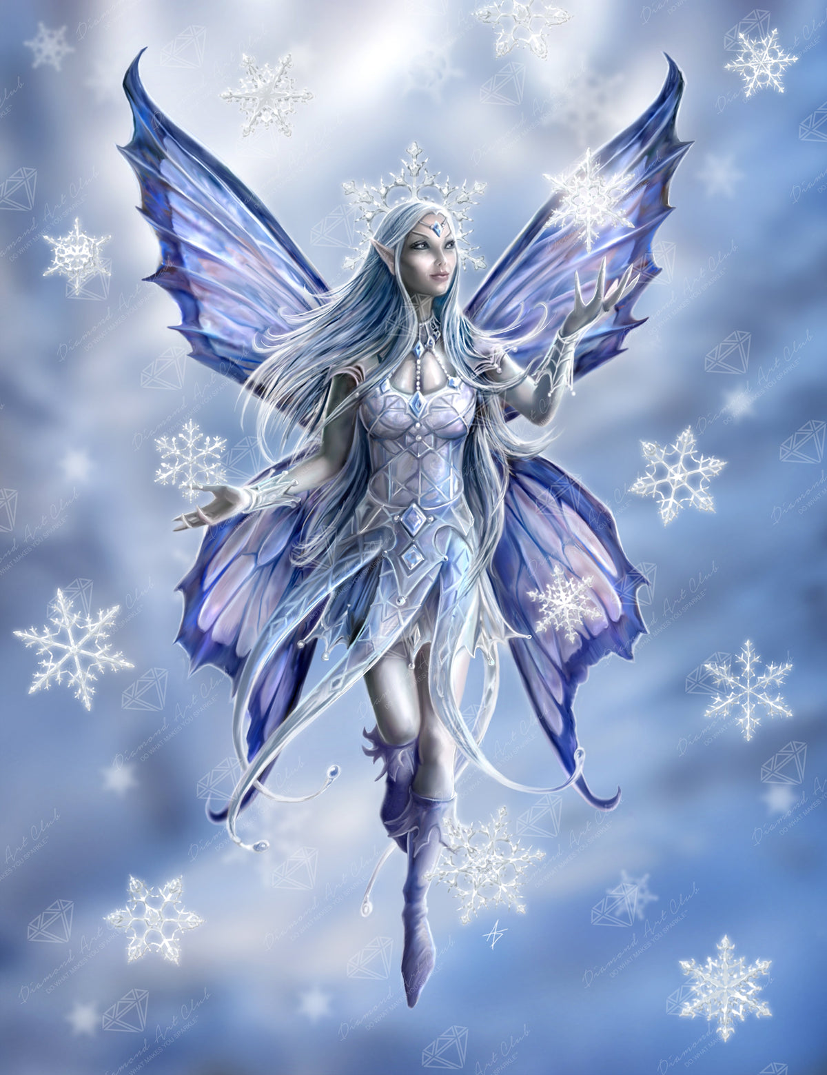 Diamond Painting Snow Fairy 27.6" x 35.8" (69.9cm x 90.9cm) / Square with 53 Colors including 1 AB and 1 Electro Diamond and 2 Fairy Dust Diamonds / 102,565