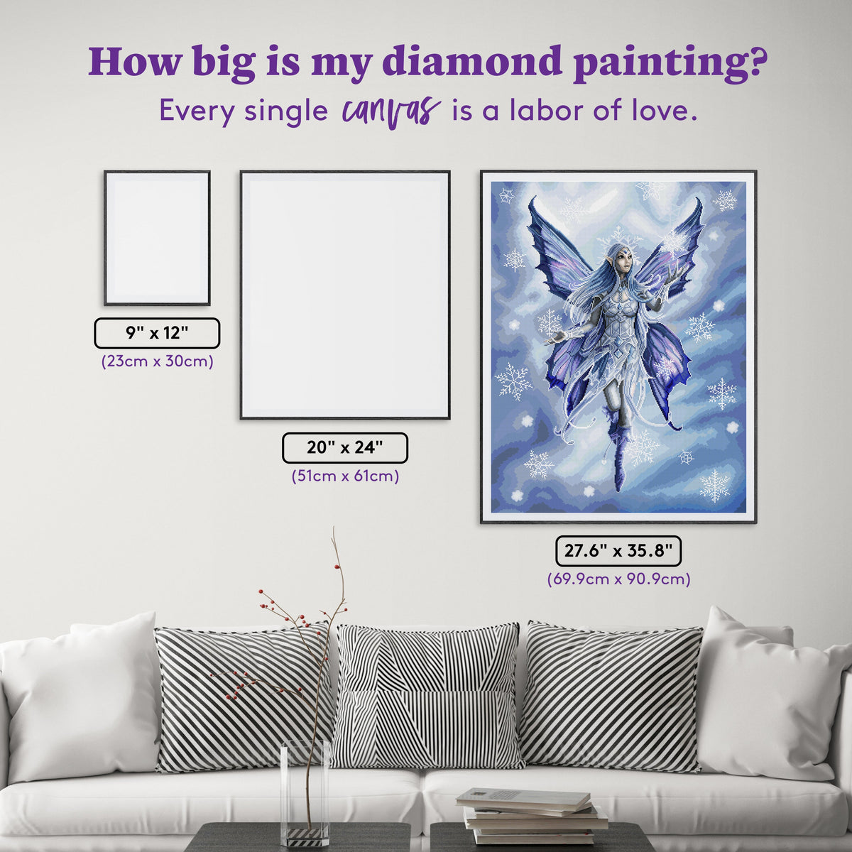 Diamond Painting Snow Fairy 27.6" x 35.8" (69.9cm x 90.9cm) / Square with 53 Colors including 1 AB and 1 Electro Diamond and 2 Fairy Dust Diamonds / 102,565