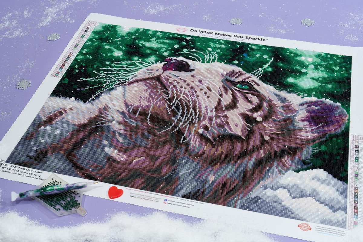 Diamond Painting Snow Tiger 25" x 20" (63.9cm x 50.7cm) / Round With 34 Colors Including 2 ABs / 41,268