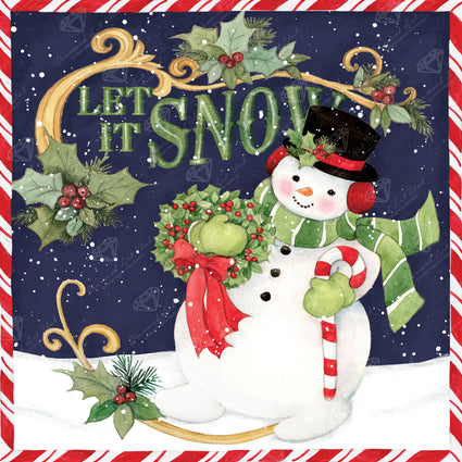 Diamond Painting Snowman (Let It Snow) 20" x 20″ (51cm x 51cm) / Square with 35 Colors including 4 ABs / 40,401