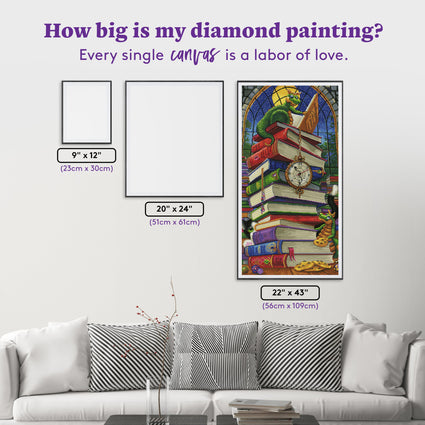 Diamond Painting So Many Books,  So Little Time 22" x 43″ (56cm x 109cm) / Square with 53 Colors including 2 ABs / 95,693