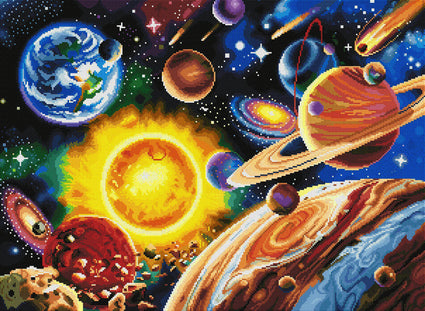 Diamond Painting Solar System 30" x 22″ (76cm x 56cm) / Square with 62 Colors including 2 ABs / 66,742