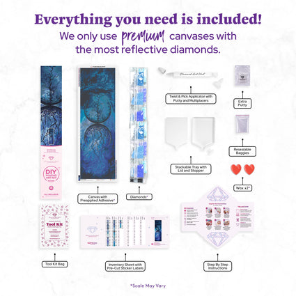 Diamond Painting Soul Secrecy 20" x 63" (50.6cm x 159.8cm) / Round with 40 Colors including 3 ABs and 2 Fairy Dust Diamonds / 106,904