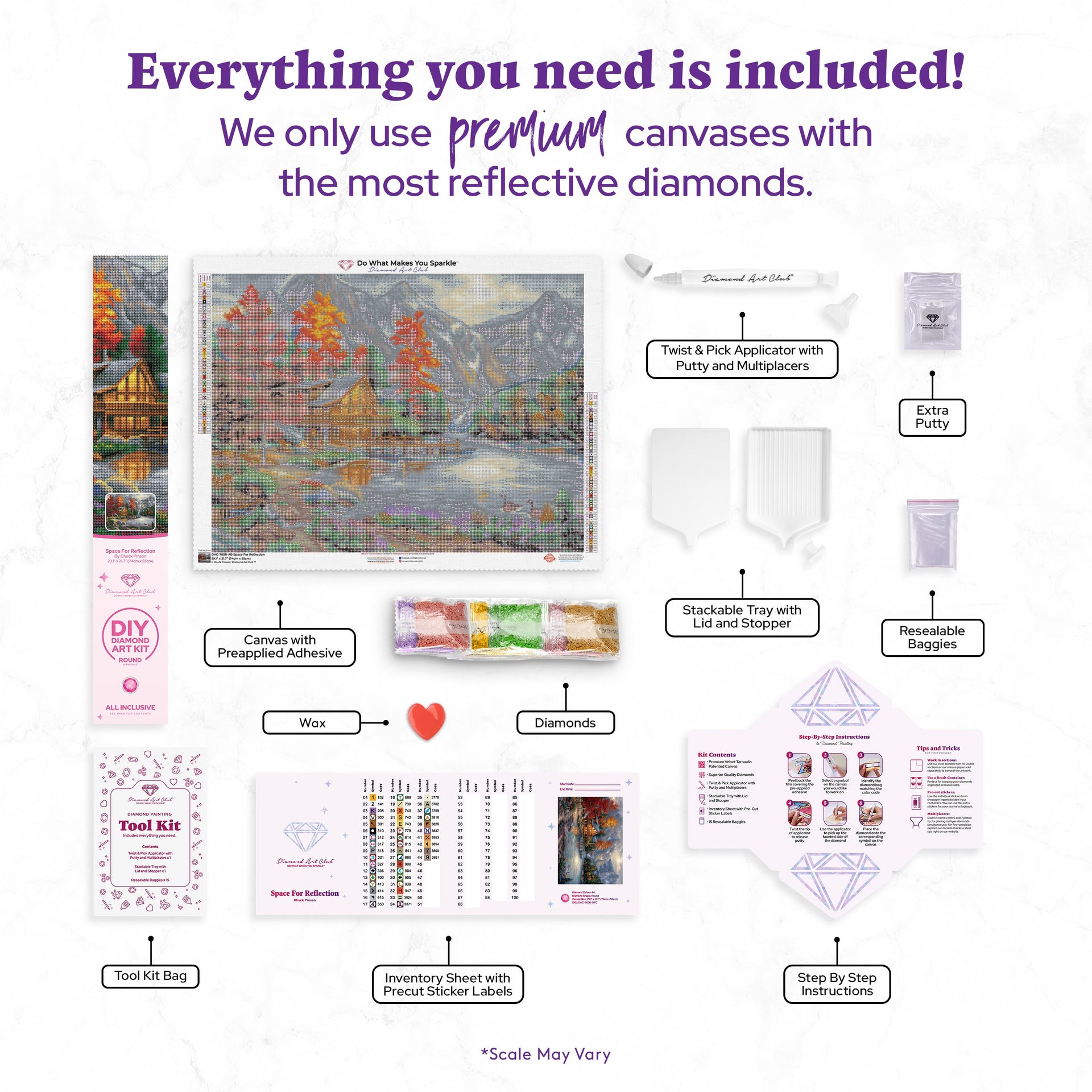 Diamond Painting Space For Reflection 29.1″ x 21.7" (74cm x 55cm) / Round With 44 Colors Including 2 ABs / 51,093