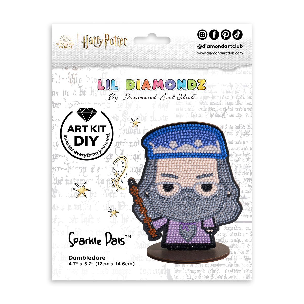 Diamond Painting Sparkle Pals™ - Dumbledore 4.7" x 5.7" (12cm x 14.6cm) / Round with 11 Colors including 4 Fairy Dust Diamonds / 1,406