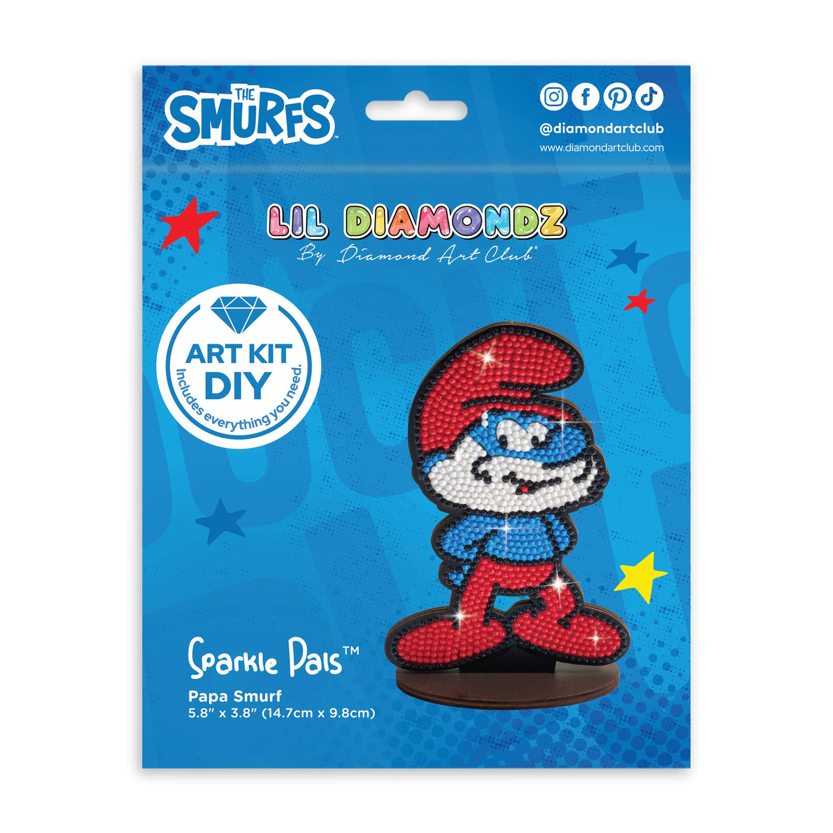 Diamond Painting Sparkle Pals™ - PapaSmurf 5.8" x 3.8" (14.7cm x 9.8cm) / Round with 4 Colors including 3 Fairy Dust Diamonds / 1,037