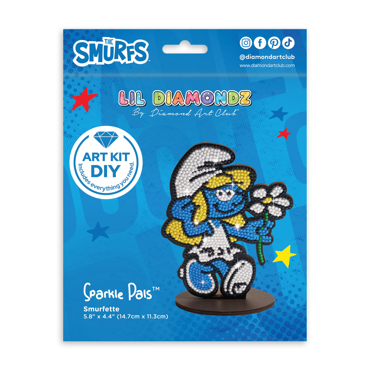 Diamond Painting Sparkle Pals™ - Smurfette 5.8" x 4.4" (14.7cm x 11.3cm) / Round with 5 Colors including 2 Fairy Dust Diamonds / 1,237