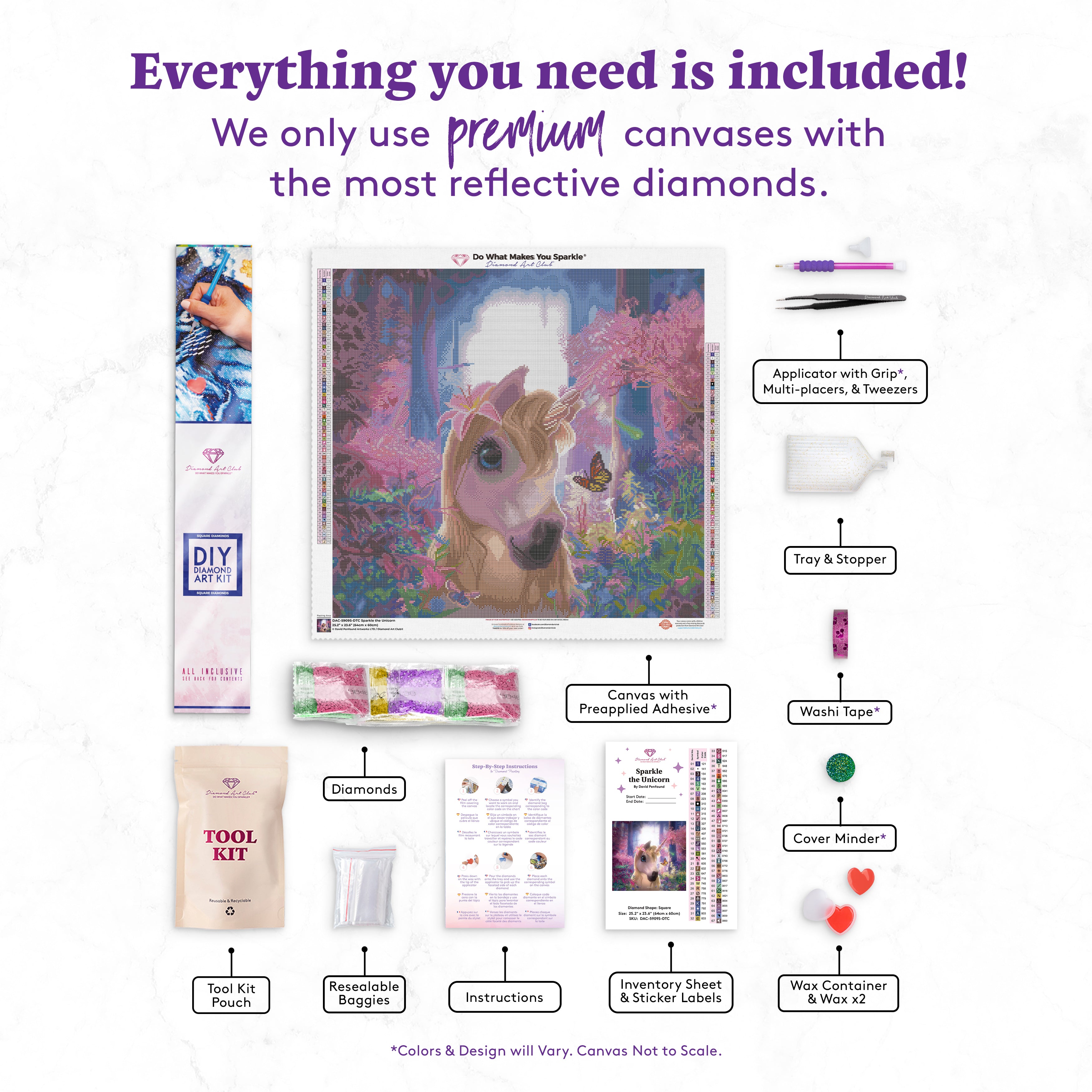 Frameless Diamond Painting Kit-Sparkly Unicorn – Feeling Pretty