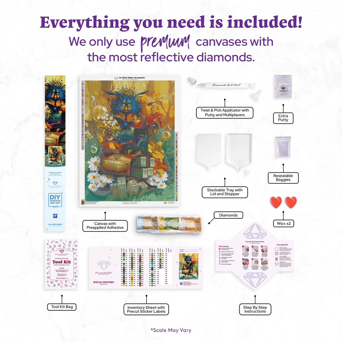 Diamond Painting SPECIAL DELIVERY 25.6" x 34.3" (65cm x 87cm) / Square with 76 Colors including 5 ABs and 1 Iridescent Diamond / 91,089