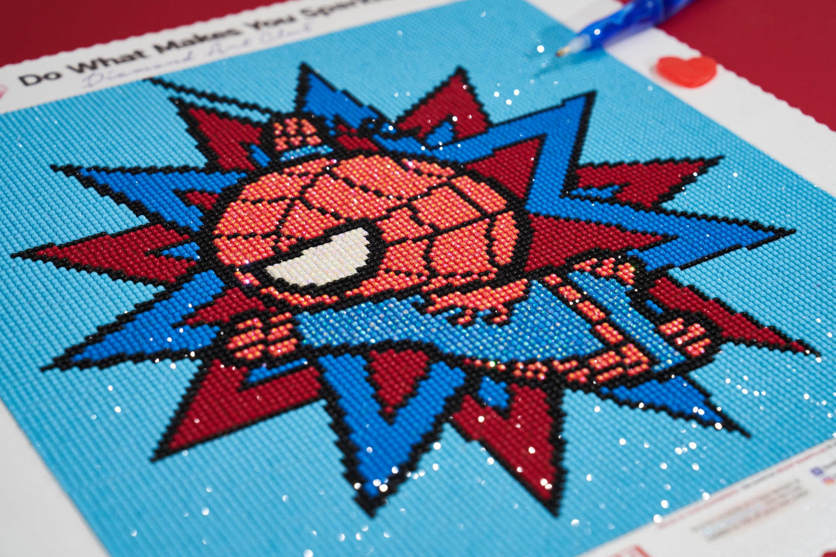 Diamond Painting Spider-Man™ 13" x 13" (32.8cm x 32.8cm) / Round with 7 Colors including 3 ABs / 13,689