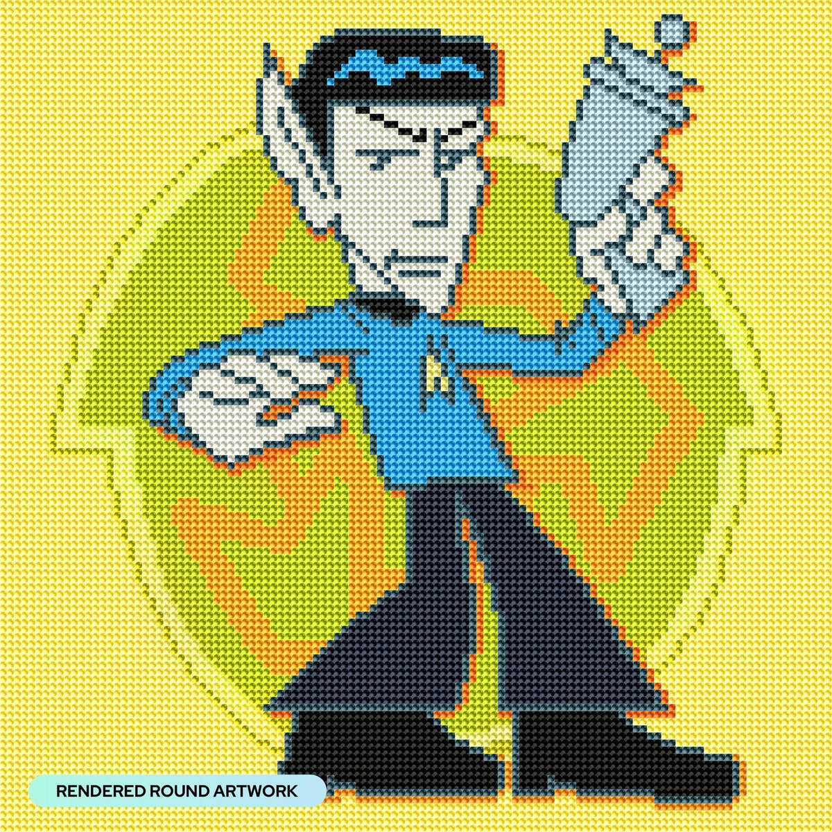 Diamond Painting Spock 13" x 13" (32.8cm x 32.8cm) / Round with 10 Colors Including 2 ABs / 13,689