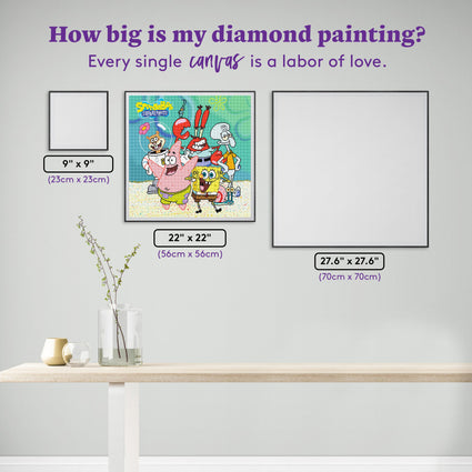 Diamond Painting SpongeBob and Friends 22" x 22″ (56cm x 56cm) / Square with 37 Colors including 3 ABs / 48,841