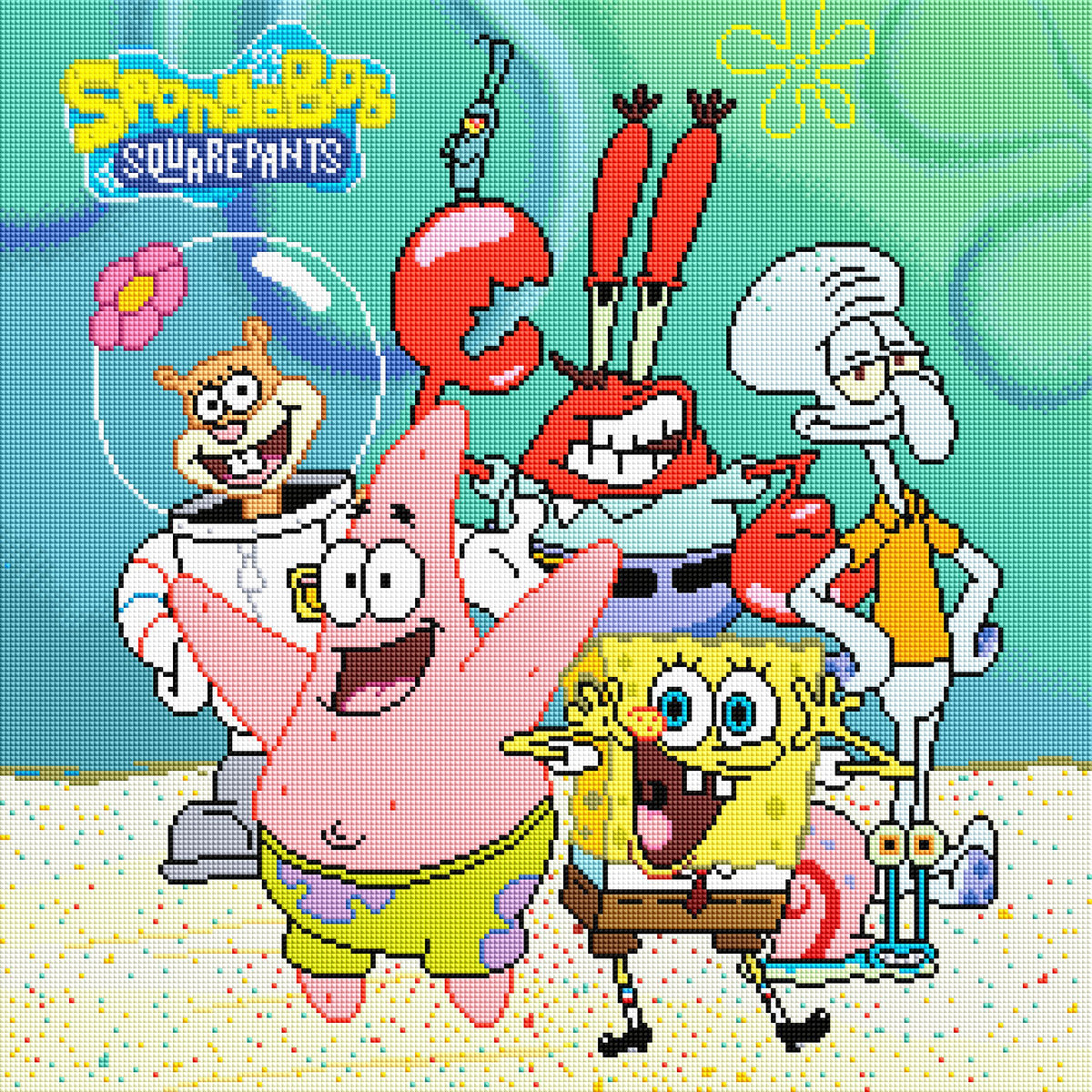 Diamond Painting SpongeBob and Friends 22" x 22″ (56cm x 56cm) / Square with 37 Colors including 3 ABs / 48,841