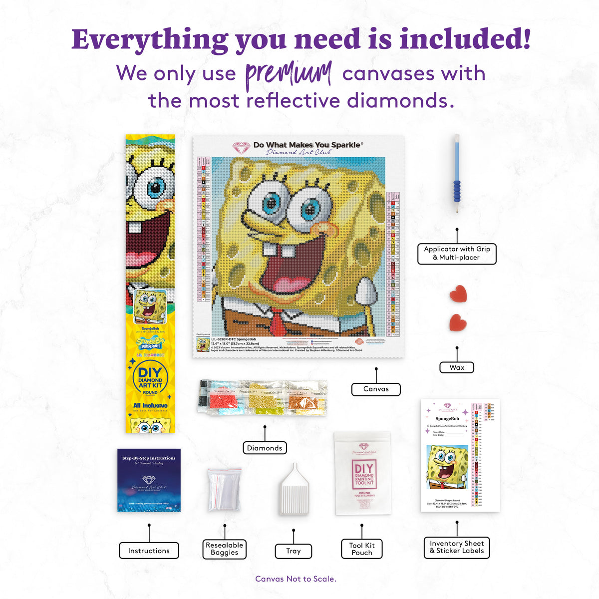 Diamond Painting SpongeBob 12.4" x 13" (31.7cm x 32.8cm) / Round With 38 Colors including 3 AB Diamonds / 13,221