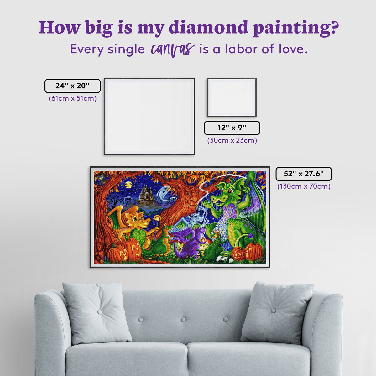 Diamond Painting Spooky Stories 52" x 27.6" (130cm x 70cm) / Square with 65 Colors including 2 ABs and 4 Fairy Dust Diamonds and 1 Iridescent Diamond / 146,682