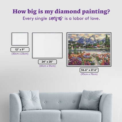 Diamond Painting Spring Mountain Majesty 36.6" x 27.6" (93cm x 70cm) / Square With 64 Colors Including 5 ABs / 102,213