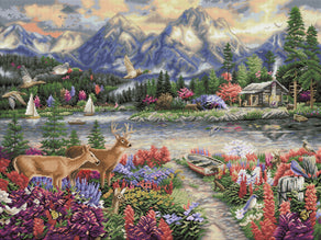 Diamond Painting Spring Mountain Majesty 36.6" x 27.6" (93cm x 70cm) / Square With 64 Colors Including 5 ABs / 102,213