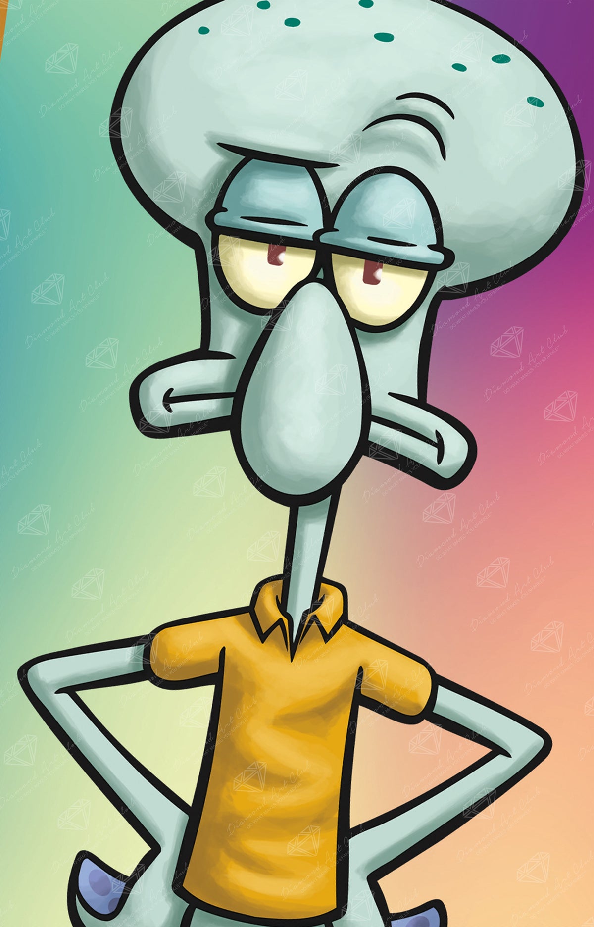 Diamond Painting Squidward 8.4" x 13" (21cm x 32.8cm) / Round With 27 Colors including 1 AB Diamonds / 8,775