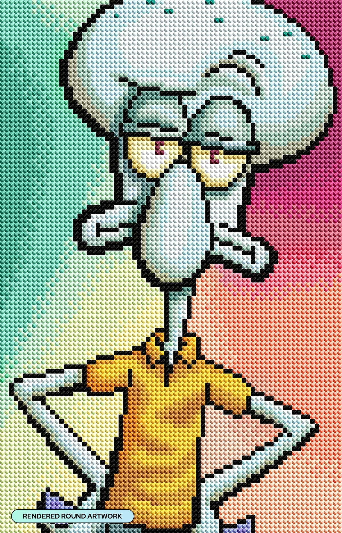 Diamond Painting Squidward 8.4" x 13" (21cm x 32.8cm) / Round With 27 Colors including 1 AB Diamonds / 8,775