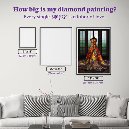 Diamond Painting Stained Glass Gown 22" x 31" (55.8cm x 78.7cm) / Square with 64 Colors including 1 AB and 2 Iridescent Diamonds and 3 Fairy Dust Diamonds / 70,784