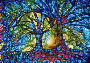 Diamond Painting Stained Glass Trees 36.6" x 25.6" (93cm x 65cm) / Square with 45 Colors including 4 ABs / 97,353