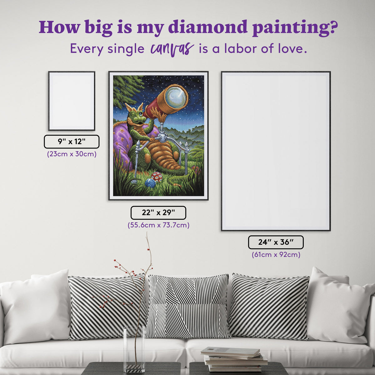 Diamond Painting Stargazing Dragling 22" x 29" (55.6cm x 73.7cm) / Round with 63 Colors including 3 ABs and 2 Fairy Dust Diamonds / 54,136