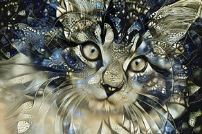 Diamond Painting Starstruck Maine Coon Cat 38.6" x 25.6" (98cm x 65cm) / Square with 30 Colors including 2 ABs / 102,573