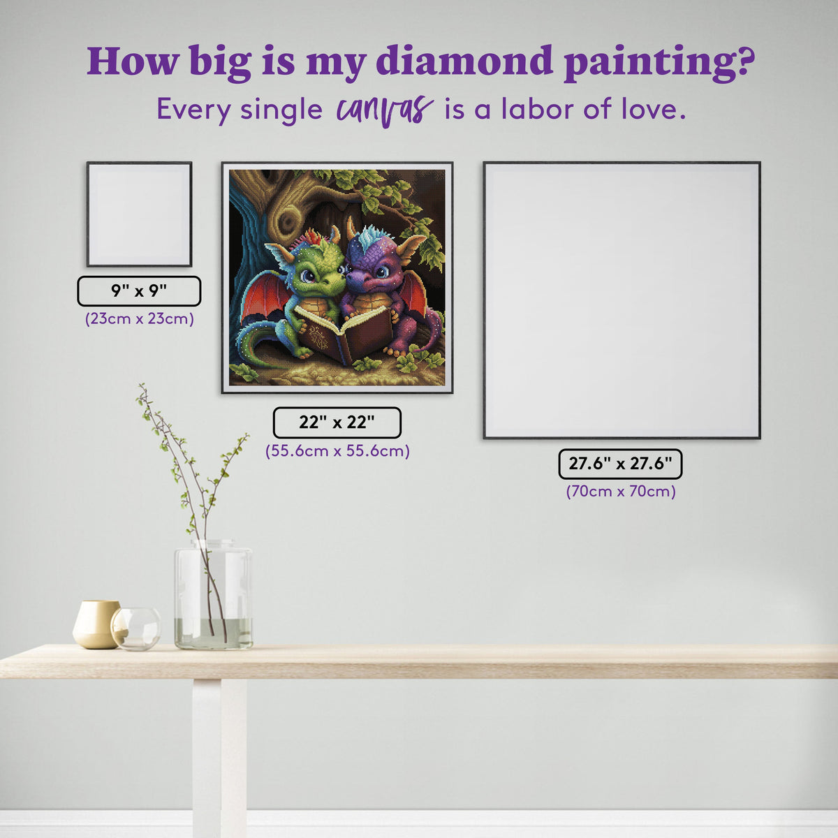 Diamond Painting Storytime Stare Down 22" x 22" (55.6cm x 55.6cm) / Round with 63 Colors including 2 ABs and 1 Electro Diamond and 3 Fairy Dust Diamonds / 40,804