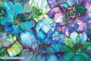 Diamond Painting Succulents 33" x 22" (83.7cm x 55.8cm) / Square with 72 Colors including 5 ABs and 1 Iridescent Diamond and 3 Fairy Dust Diamonds / 75,264