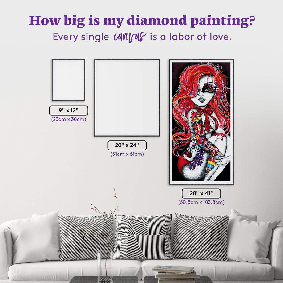 Diamond Painting Sugar High 20" x 41" (50.8cm x 103.8cm) / Square With 61 Colors Including 4 ABs and 2 Fairy Dust Diamonds / 85,068