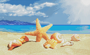 Diamond Painting Summer Beach Starfish 26" x 16″ (66cm x 41cm) / Round with 38 Colors including 2 ABs / 33,696