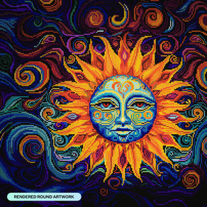 Diamond Painting Sun Face 22" x 22" (55.6cm x 55.6cm) / Round with 40 Colors including 2 ABs and 1 Fairy Dust Diamond / 40,804