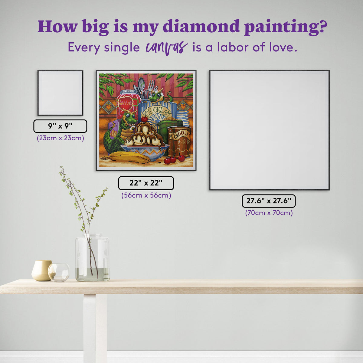 Diamond Painting Sundae Delight 22" x 22" (56cm x 56cm) / Square with 54 Colors including 4 ABs / 48,841